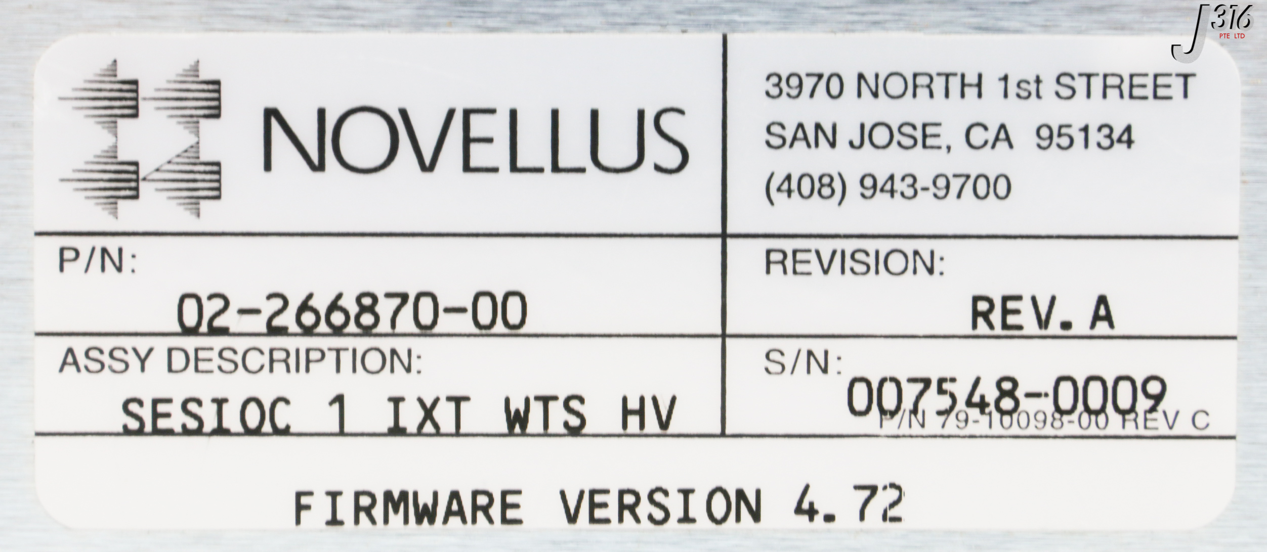 32524 NOVELLUS SESIOC 1 IXT WTS HV, WTS-HV SIOC 1 02-266870-00 | eBay
